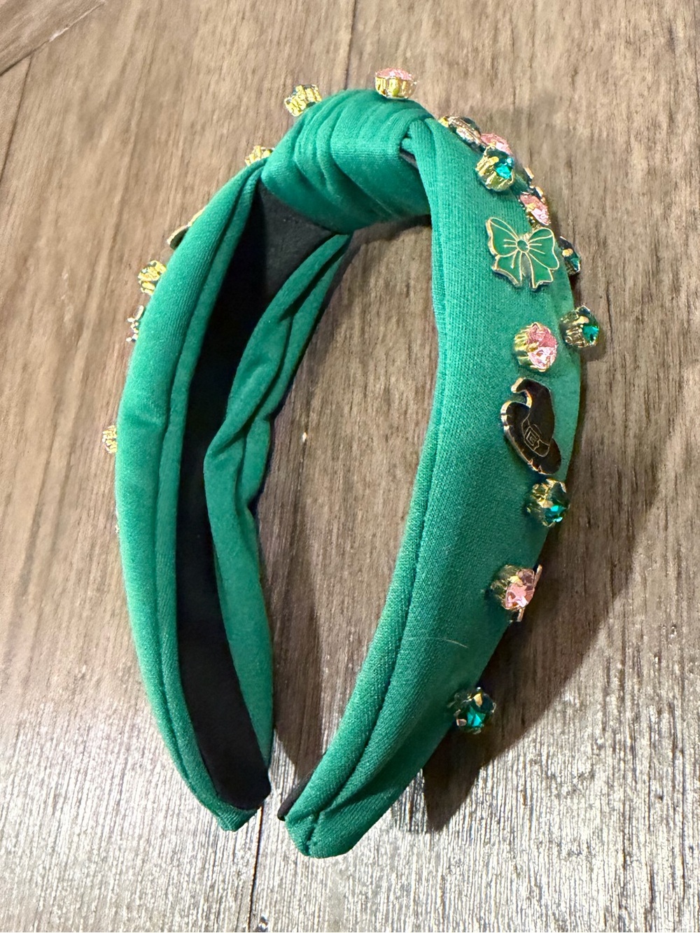 Wicked Inspired Emerald Green Rhinestone Knotted Headband Elphaba Witch - Picture 3 of 4